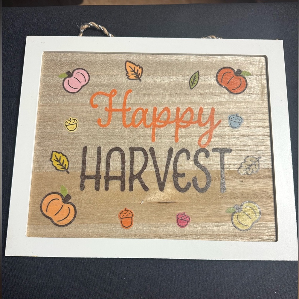 💥 $5 if Bundled Happy Harvest Sign with Silver Sparkle Edges SPRITZ Target NWT